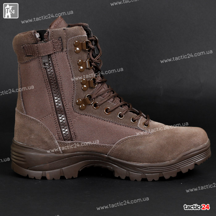 Тактические ботинки осень-зима Милтек со змейкой коричневые (brown) в военторг tactic24.com.ua