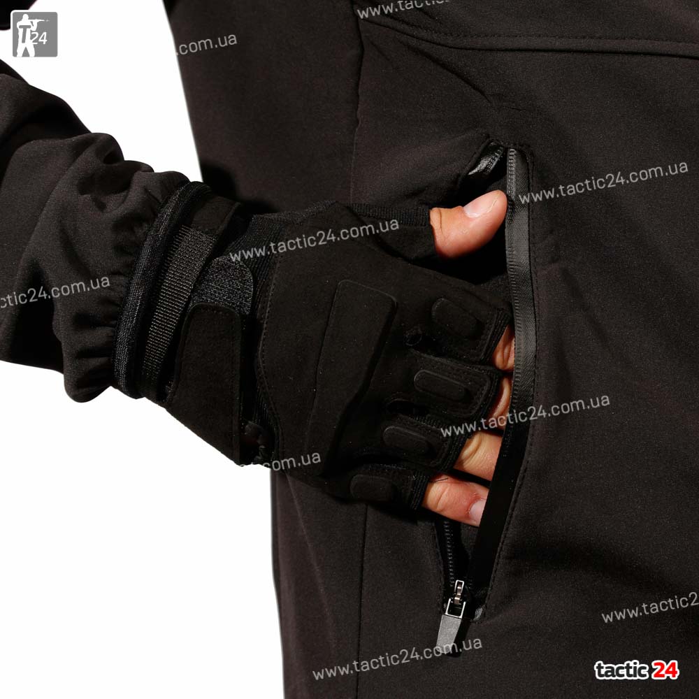 Куртка тактическая Черная  Softshell в военторг tactic24.com.ua