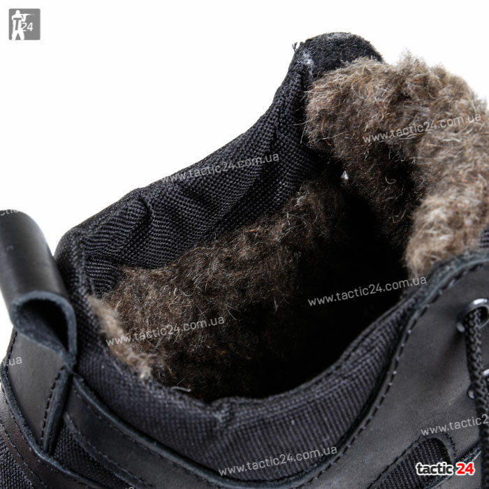 Зимние берцы Милтекс на шерсти Черные кожа глаткая в военторг tactic24.com.ua