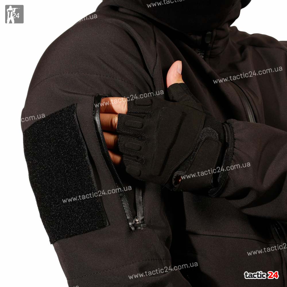 Куртка тактическая Черная  Softshell в военторг tactic24.com.ua