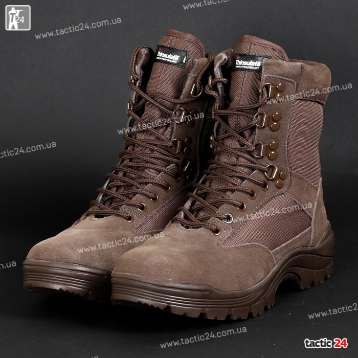 Тактические ботинки осень-зима Милтек со змейкой коричневые (brown) в военторг tactic24.com.ua