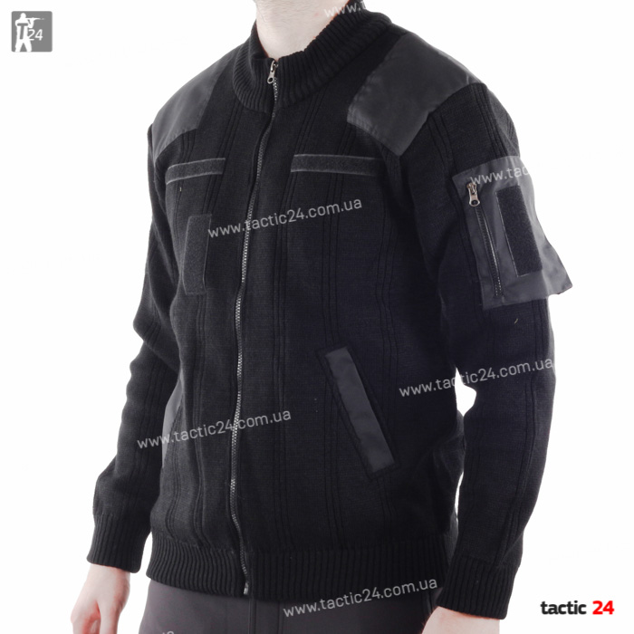 Офицерский свитер на змейке Черный в военторг tactic24.com.ua