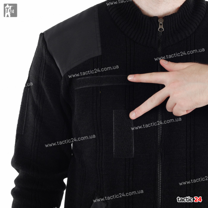 Офицерский свитер на змейке Черный в военторг tactic24.com.ua