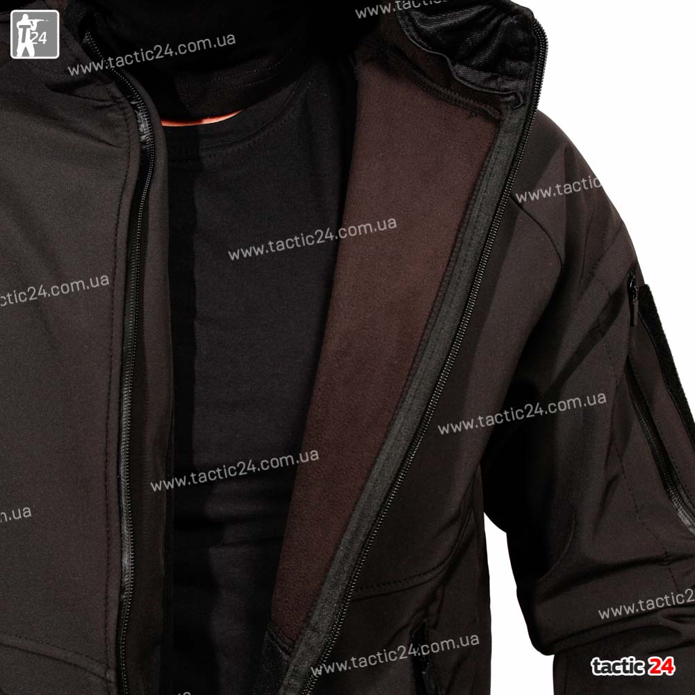 Куртка тактическая Черная  Softshell в военторг tactic24.com.ua