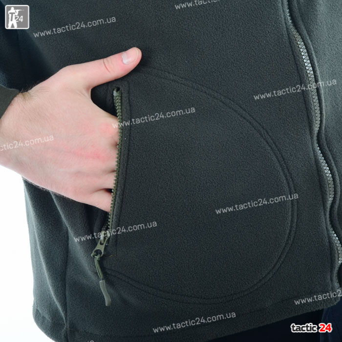 Флисовая кофта с карманами и прорезным на груди 2017 Олива в военторг tactic24.com.ua