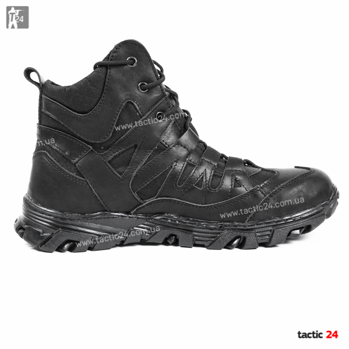 Зимние берцы Милтекс на шерсти Черные кожа глаткая в военторг tactic24.com.ua