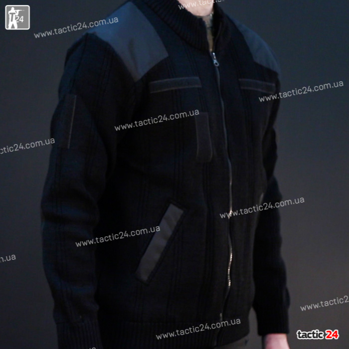 Офицерский свитер на змейке Черный в военторг tactic24.com.ua