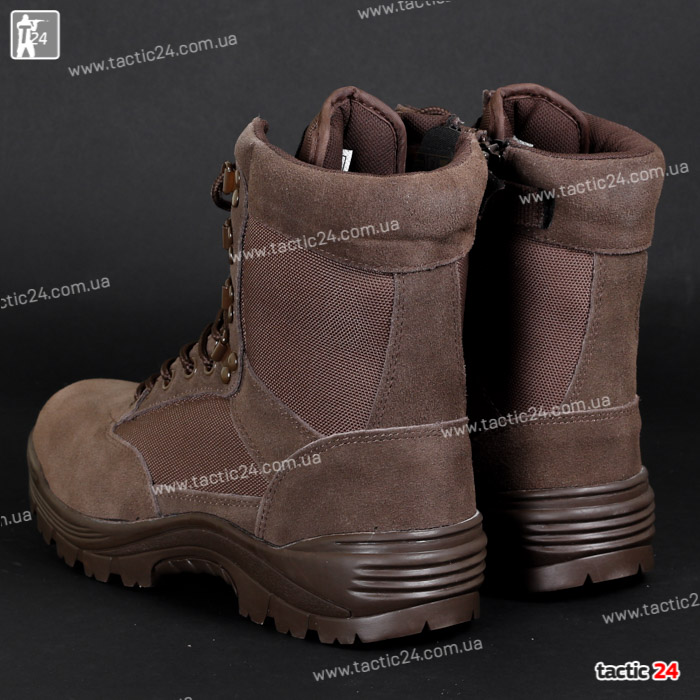 Тактические ботинки осень-зима Милтек со змейкой коричневые (brown) в военторг tactic24.com.ua