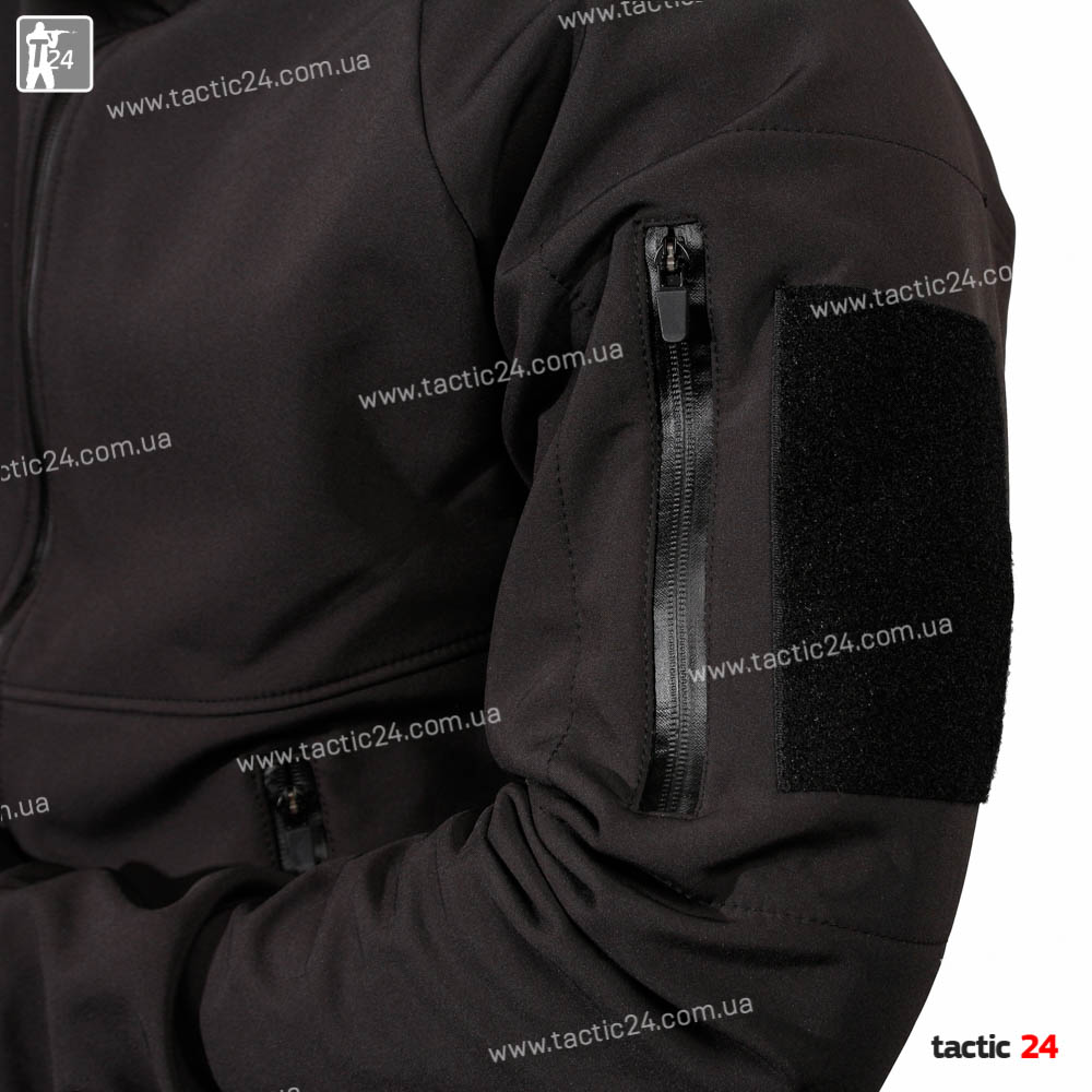 Куртка тактическая Черная  Softshell в военторг tactic24.com.ua