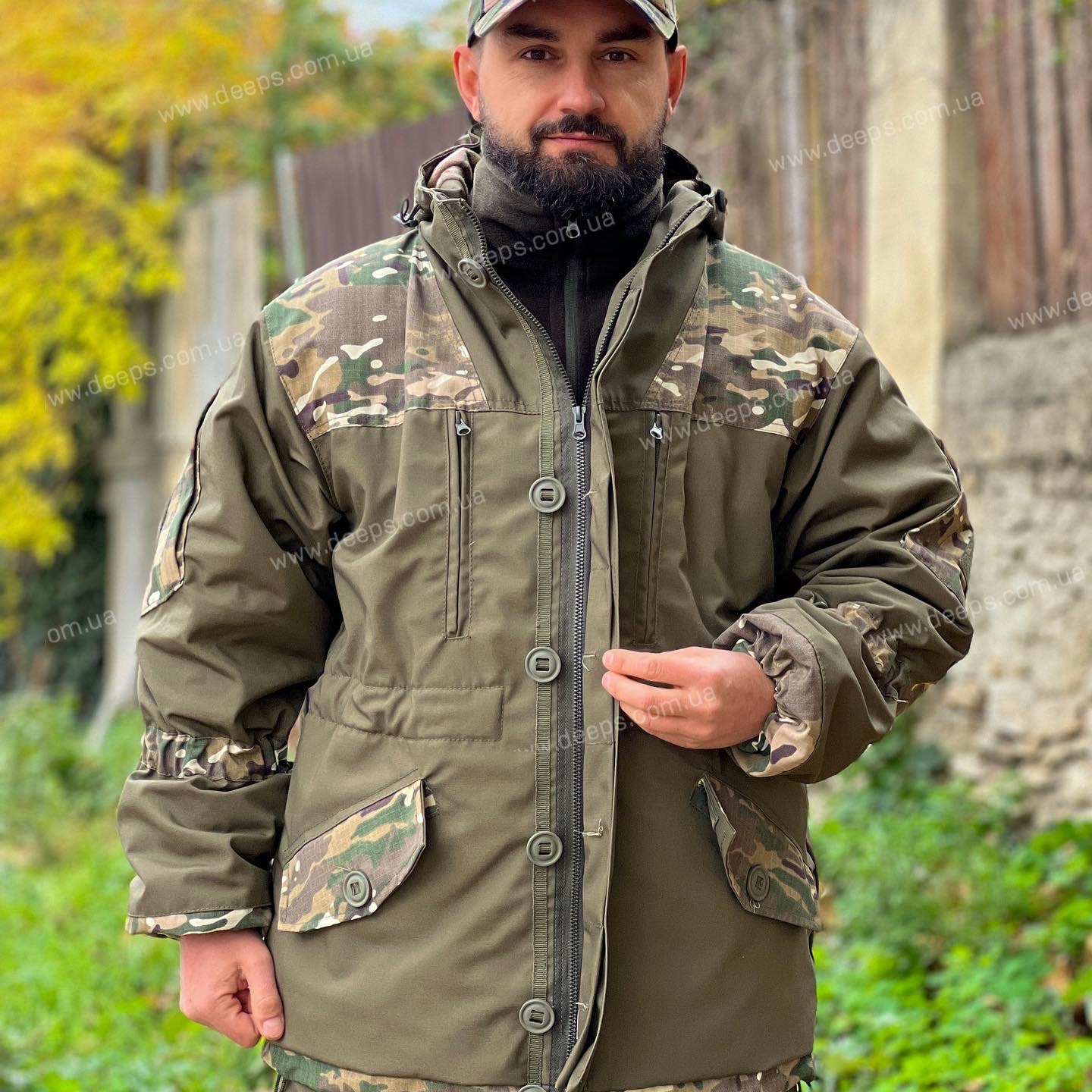 Утеплений Костюм Горка на флісі Мультикам / Хакі водовідштовхуючий в военторг tactic24.com.ua
