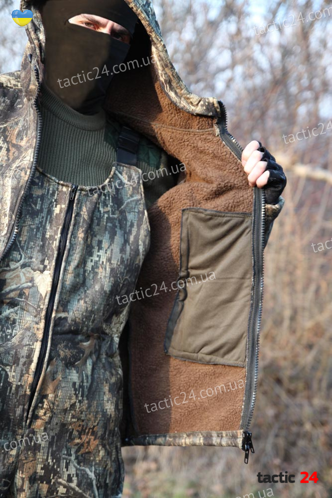 Зимний камуфляжный (112)  костюм с начесом Шерст Мембранный + полукомбинезоны Дуб ,  в военторг tactic24.com.ua