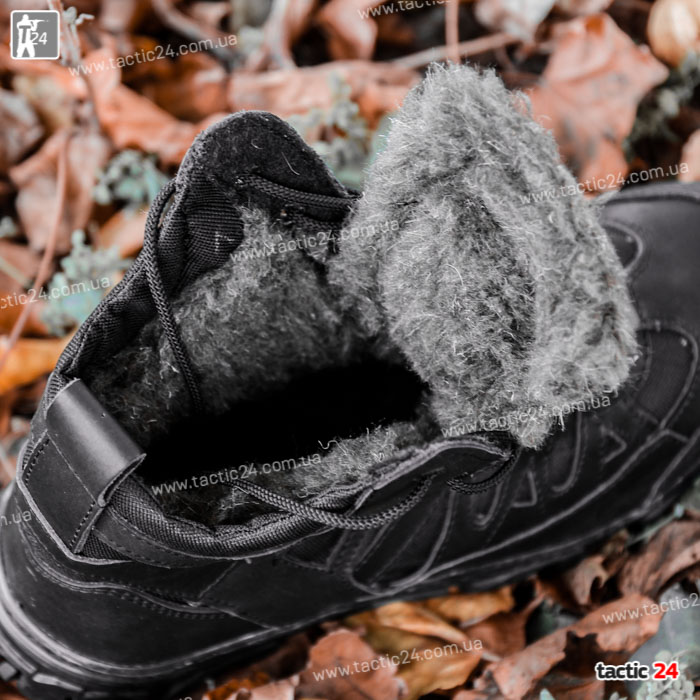 Зимние берцы Милтекс на шерсти Черные кожа глаткая в военторг tactic24.com.ua