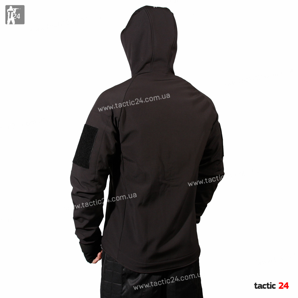 Куртка тактическая Черная  Softshell в военторг tactic24.com.ua